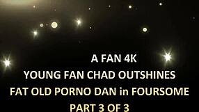 Can young chad beat fat old dan fucking this cute fan in wild 4some?
