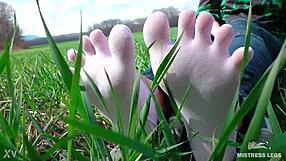 i adore goddess feet in cute white socks jeans on spring grass