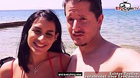 german tourist picks up two horny latinas on beach for steamy holiday threesome adventure