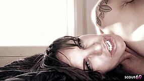 Slim Blonde Crazy Girl Endures Hard Strapon by Busty Mature