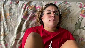 her lil foot feels so good on my cock in bedroom