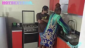 horny 18+ couple can't wait fucks doggystyle in kitchen till orgasm