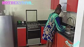 horny 18+ couple can't wait fucks doggystyle in kitchen till orgasm