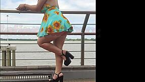 big tits model poses sexy legs in taxi photoshoot