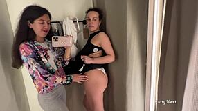 Hey bitches, two horny milfs kissing hairy pussies in public locker room!