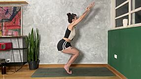 hey check out this hot tattooed girl doing yoga at home, damn she's flexible...