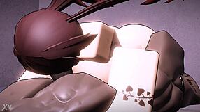 Hutao rides massive BBC deep on Roblox till fully blacked