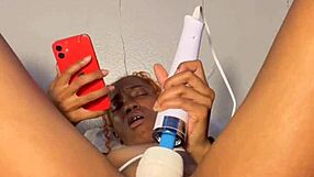 pretty ebony teases wet pussy lips with panties before stuffing for late orgasm