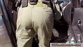 Blonde Cop Uniform Threesome HD Blowjob Facial Cumshot Group On Rubber Hood