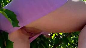 Whoa, Lenushka Doll's big clit squirts everywhere from cherry picking outdoors!