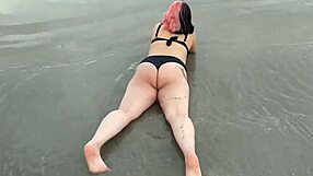 Pregnant teen beauty seduces beach crowd in unexpected tease
