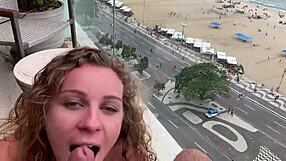 Petite homemade teen takes risky public balcony anal creampie in rio outdoors