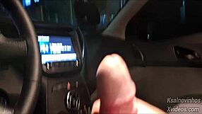 risky street handjob for young teen in the car