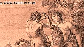Vintage erotic illustration captures bent over doggystyle pose in retro style