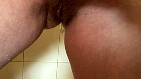 Hubby Fingers My Hairy Pussy in Steamy Shower Play