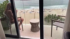 Petite homemade teen takes risky public balcony anal creampie in rio outdoors