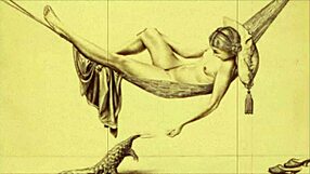 Vintage erotic illustration captures bent over doggystyle pose in retro style