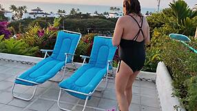 beach vacation flashing my huge tits for hubby outdoors