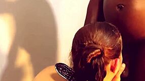 Mystic Ginger's sloppy chocolate blowjob on big black monster cock