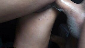 Skinny ebony teen bends over to suck my monster cock outdoors before hard doggystyle pounding