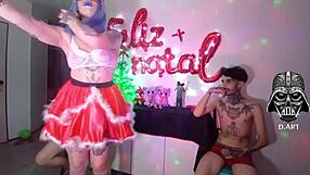 hey come play naughty christmas cosplay with us barefoot and pierced