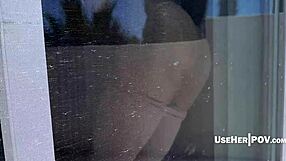 Stepson pounds ebony stepmom's pussy in addictive POV fetish fuck