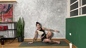 hey check out this hot tattooed girl doing yoga at home, damn she's flexible...