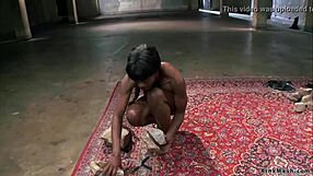 ebony slave bound choked and whipped before rough interracial gangbang