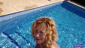 a couple dives into pool sex on nice weather day