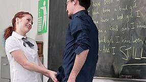 what happens when cute redhead bends over for teacher's hardcore doggystyle?