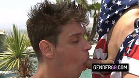 hey tgirls let's get wild by the pool in this steamy trans orgy blowbang
