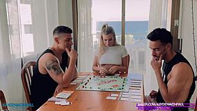 Two Monster Cocks Pound Blonde Hard Doggystyle Cowgirl Cum In Mouth Rough