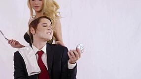 Blonde babe gets fucked hard by her dyke girlfriend with strapon