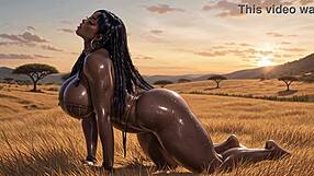 สาวดำอวบนมยักษ์เปื้อนโคลนพ่นนมรด