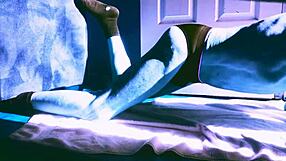 sped up floor stretching with roller and briefs for winter sun relief