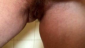 Hubby Fingers My Hairy Pussy in Steamy Shower Play