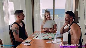 Two Monster Cocks Pound Blonde Hard Doggystyle Cowgirl Cum In Mouth Rough