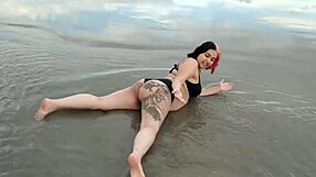 Pregnant teen beauty seduces beach crowd in unexpected tease