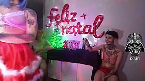 hey come play naughty christmas cosplay with us barefoot and pierced