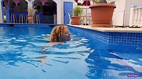 a couple dives into pool sex on nice weather day