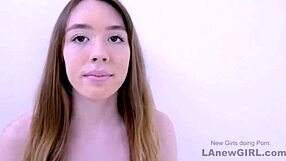 gorgeous brunette model shows up for innocent photoshoot interview. ends up fucked hard on sofa by milf