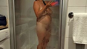 Tanned Egyptian Stepsis Teases Shaved Pussy in Hotel Bathroom
