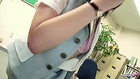 Ugly old Japanese boss forces petite secretary cfnm creampie in tight office pussy