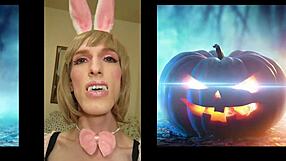 exploding with joy over big dick tranny halloween cumshot