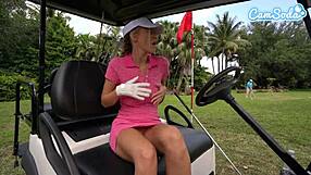 Big titted teen golfer caught rubbing pussy publicly on course