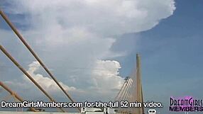 I drive topless in my convertible over the skyway bridge feeling the breeze