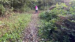 rough forest spanking has teen squirting with cum in mouth