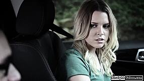 driving instructor bends teen blonde over for rough outdoor pussy fuck