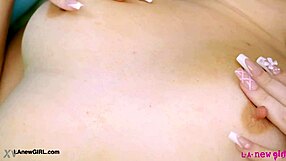 check out this graceful blonde showing off her sexy petite body on sofa