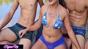 tigresa vip takes two huge cocks in ass with mia bucetinha